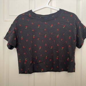 Old Navy Charcoal Grey Tee with Cherry Print